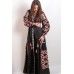 Boho Style Ukrainian Embroidered Maxi Broad Dress Black "Grace"